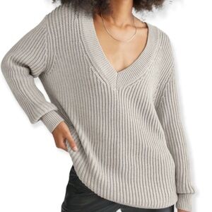 Aritzia Babaton Roger Sweater Size Small Merino Wool Gray Beige V Neck Luxury